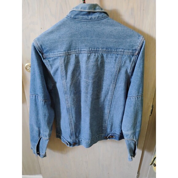 Y2K Live Ins Red Camel Denim Jacket Graphic Interior Trucker Unisex Small 90s - Picture 7 of 16